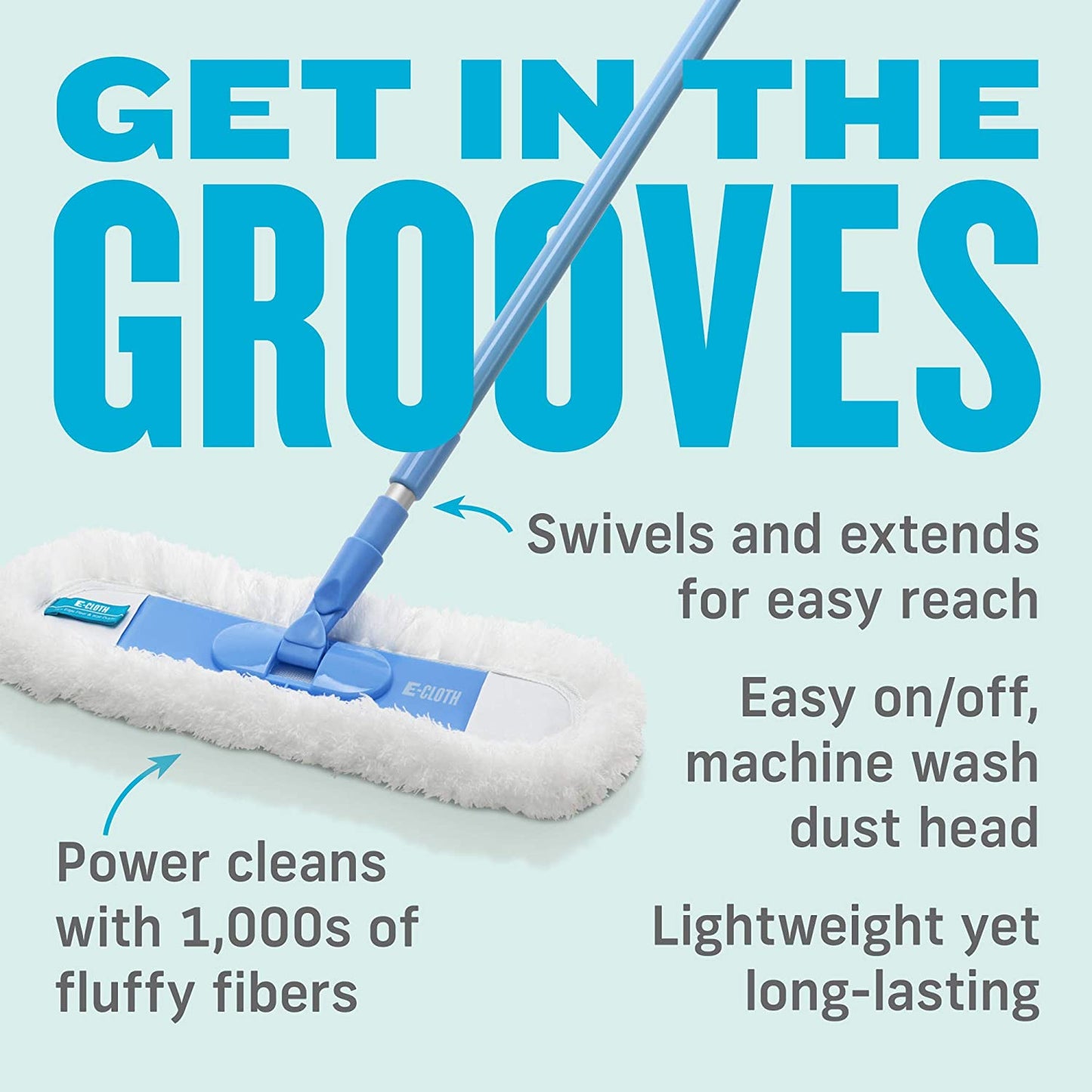 Flexi-Edge Floor & Wall Duster, Reusable Dusting Mop for Floor Cleaning, Floor Cleaner Ideal for Harword, Tile, Laminate and Other Hard Surfaces, 100 Wash Guarantee, 1 Pack