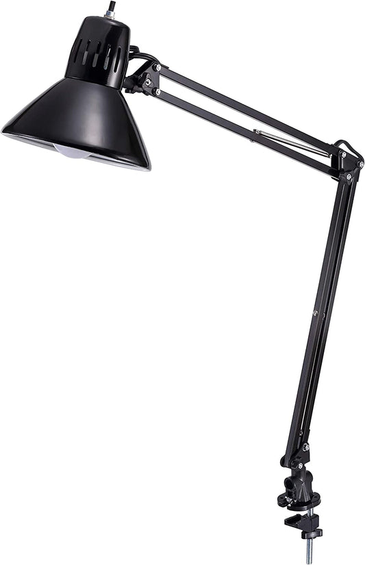 Office VLF100 LED Swing Arm Desk Lamp with Clamp Mount, 36" Reach, Includes LED Bulb,Black