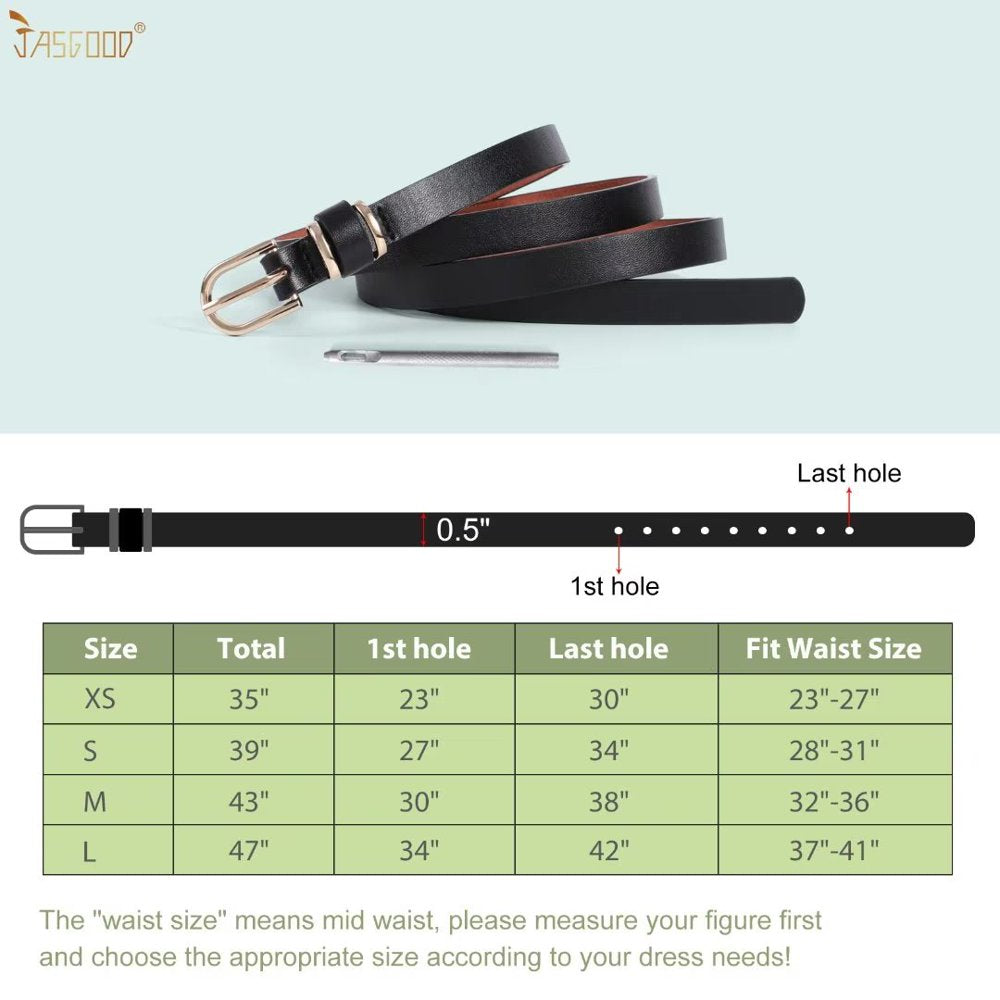 4Packs  Women'S Skinny Leather Belt Thin Waist Belts for Pants Jeans Dresses