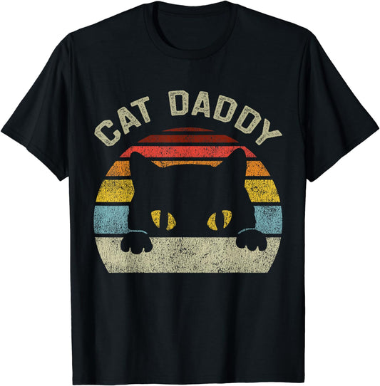 Cat Daddy Men Vintage Retro Black Cats Dad Fathers Day Gift T-Shirt