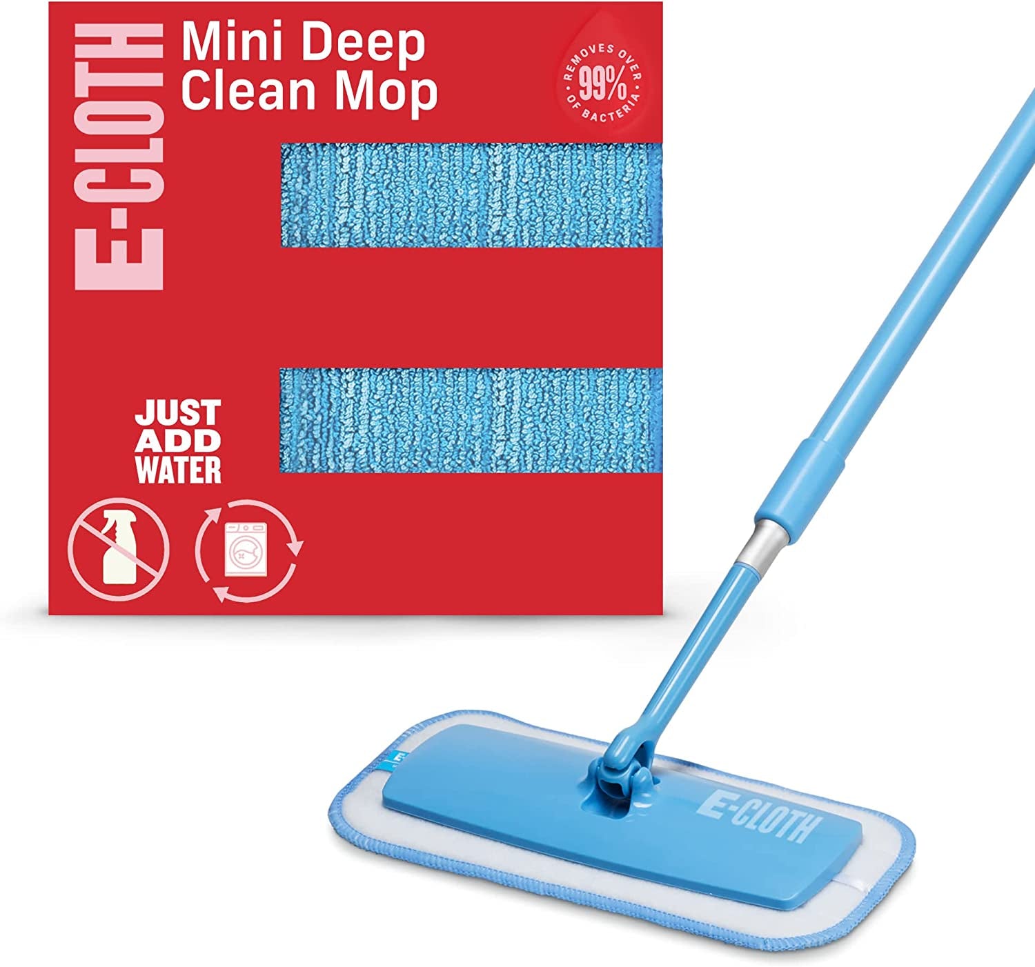 Mini Deep Clean Mop, Premium Microfiber Mops for Floor Cleaning, Great for Hardwood, Laminate, Tile and Stone Flooring, Washable and Reusable, 100 Wash Guarantee, 1 Pack