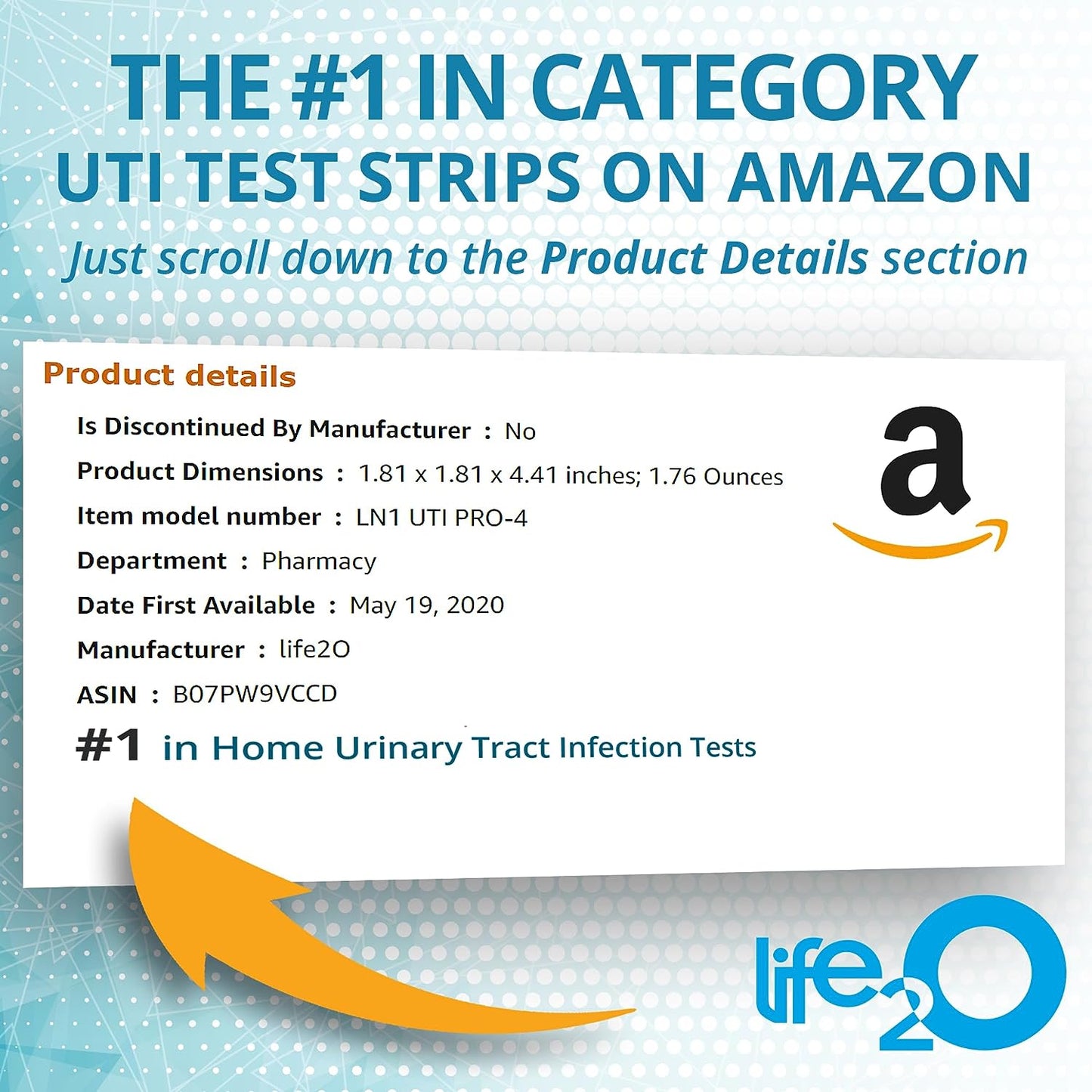 3-In-1 Full Panel UTI Test Strips for Women, Men & Kids 50Ct, Urinalysis Urine Test Strip for UTI and Bladder, at Home Urinary Tract Infection Test Kit