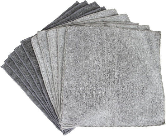 Sophisti-Clean Stainless Steel Microfiber Cloths, Soft Absorbent Non-Abrasive Cleaning Cloths, Lint Free, Streak Free, Gray, (Pack of 10)